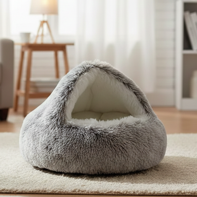 Plush Cave Bed: A Snuggly Little Hideaway for Happier, Calmer Pets