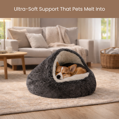 Plush Cave Bed: A Snuggly Little Hideaway for Happier, Calmer Pets